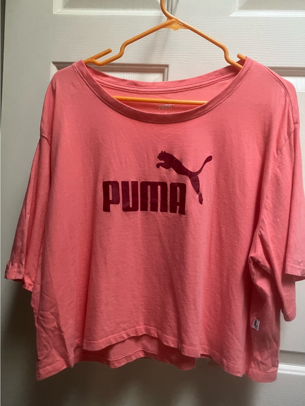 Puma Pink Cropped Logo Tee
